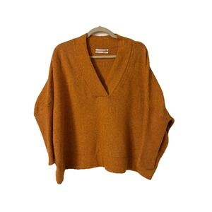 By anthropologie V Neck Crop Overzised sweater wmns gold orange Sz XS